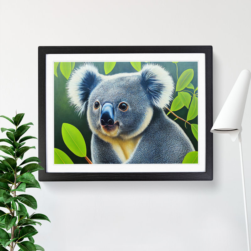 Koala Bear - Single Picture Frame Print, Black, 46cm H x 64cm W x 2cm D