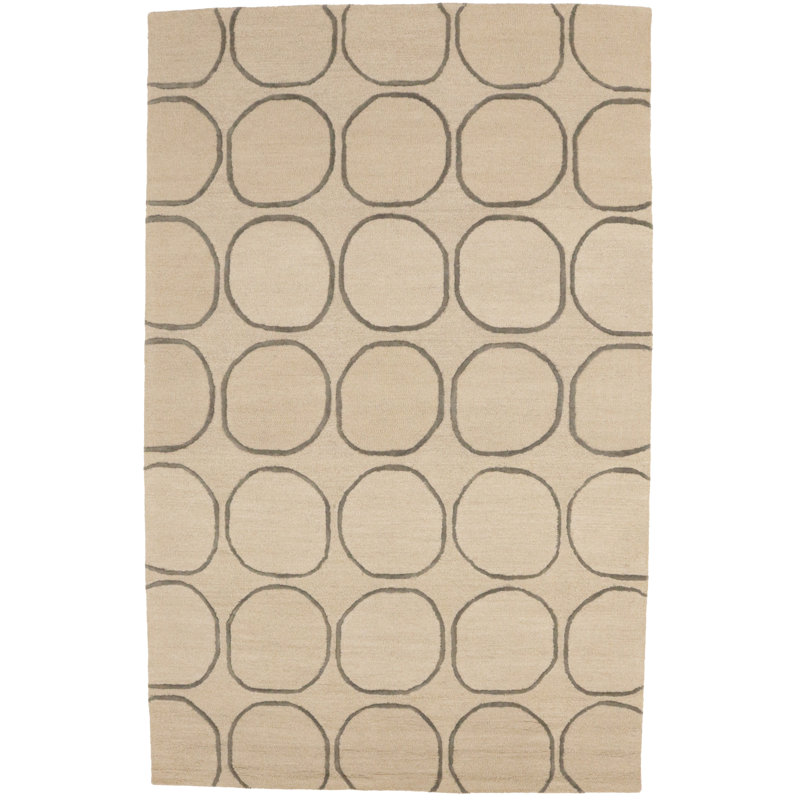 Tapis beige géométrique moderne touffeté à la main Jashone 5 pi x 8 pi