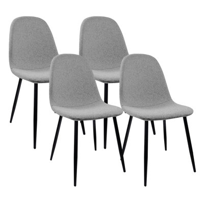 Beige Kitchen Dining Chairs   Of 4  - Velvet Upholstered With Black Metal Legs For Comfort 4 Modern Strong &