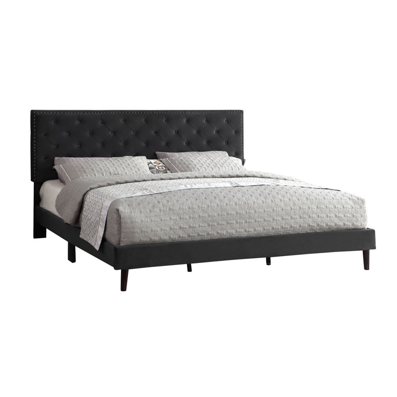 Avrah Upholstered Wingback Bed, Black, King