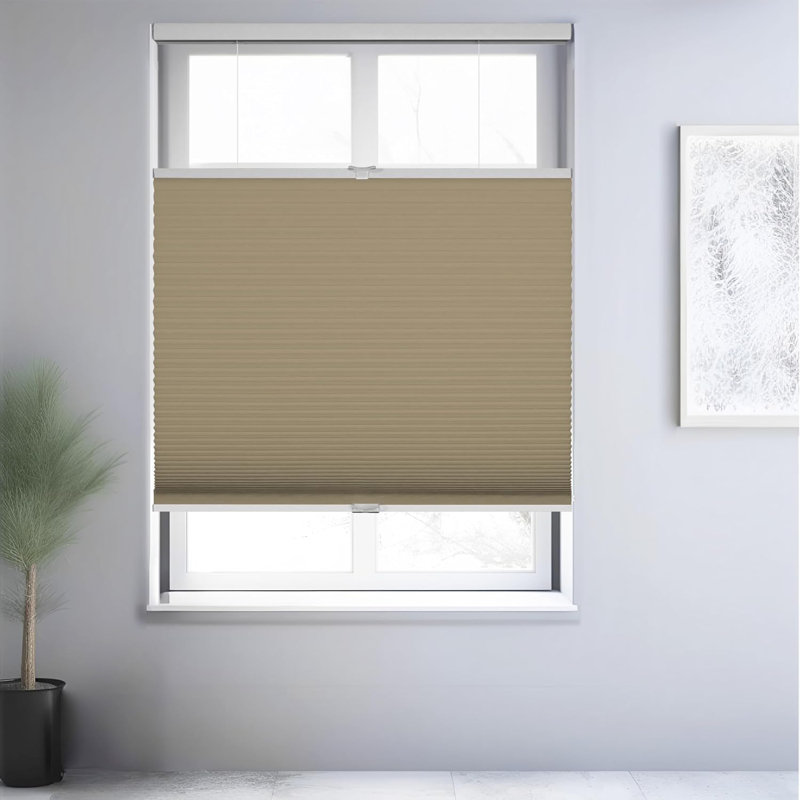 Blackout Cordless Top Down Bottom Up Cellular Shades, Tan, 63.5"W x 48"L
