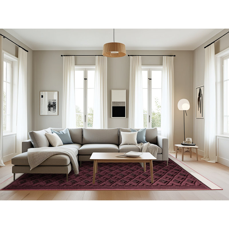Machine Washable Trellis Brown Area Rug, Rectangle 8' x 12'