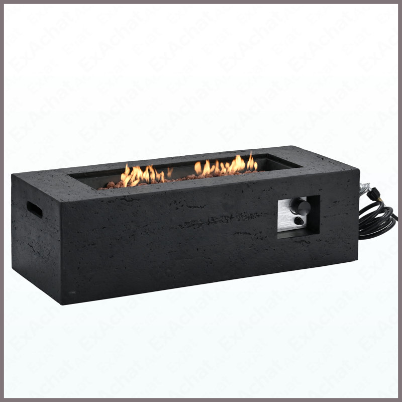 Rectangular MGO Propane Fire Pit Table 40000 BTU For Outdoor Patio Garden Backyard, Black