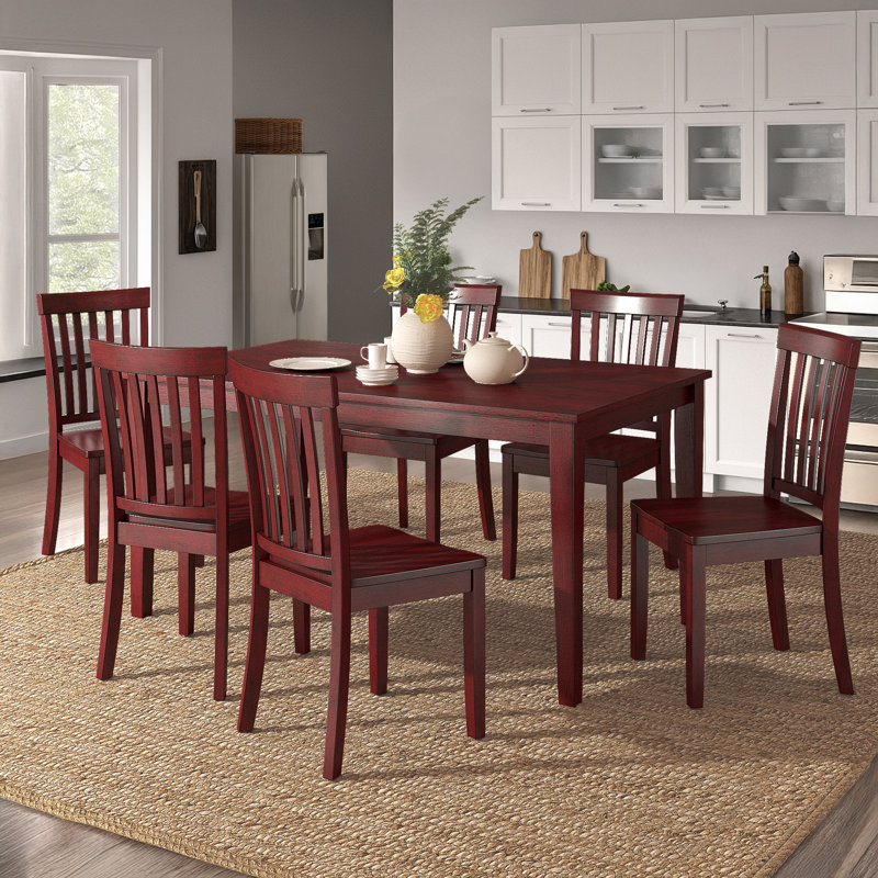 Alexa-Mae 6 - Person Solid Wood Top Four Leg Dining Set, Antique Berry
