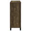 Bar style avec porte coulissante en placage de chêne rustique, capacité de huit bouteilles et rangement pour le vin