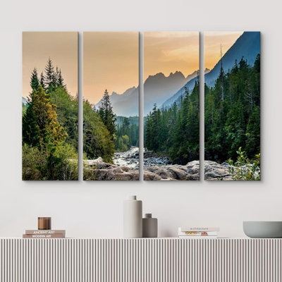 Nature Landscape " Colorado Forest River Rapid Rock Mountain Nature " 4 - Pieces