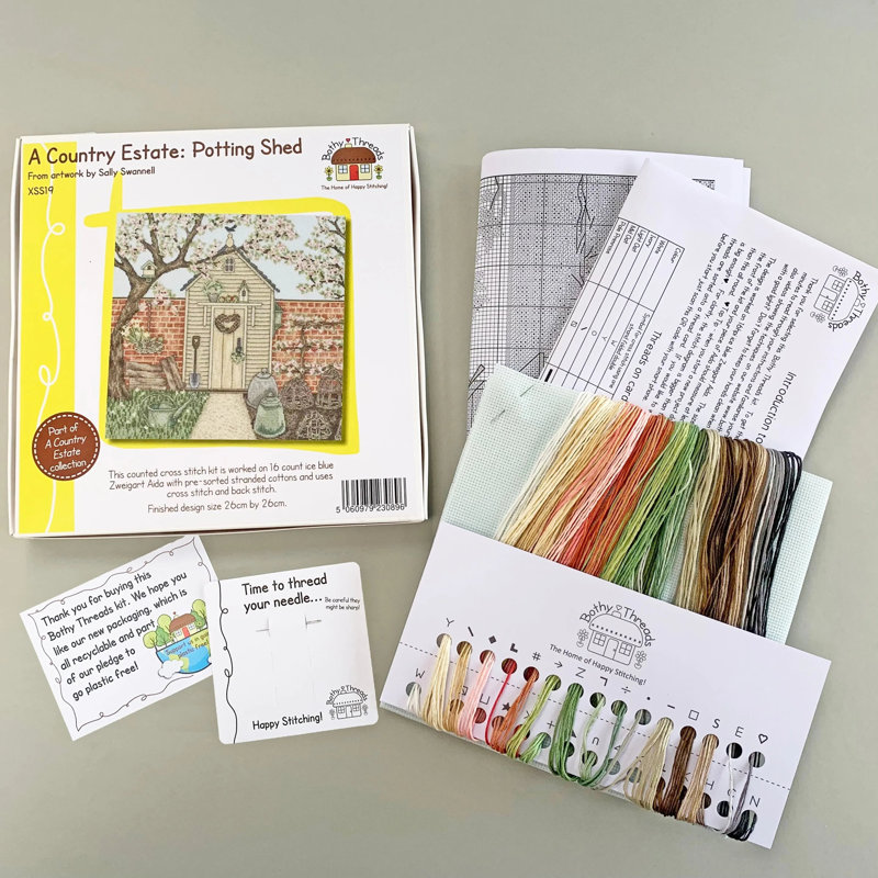 Trousse de point de croix comptée « Abri de jardin » de Bothy Threads XSS19