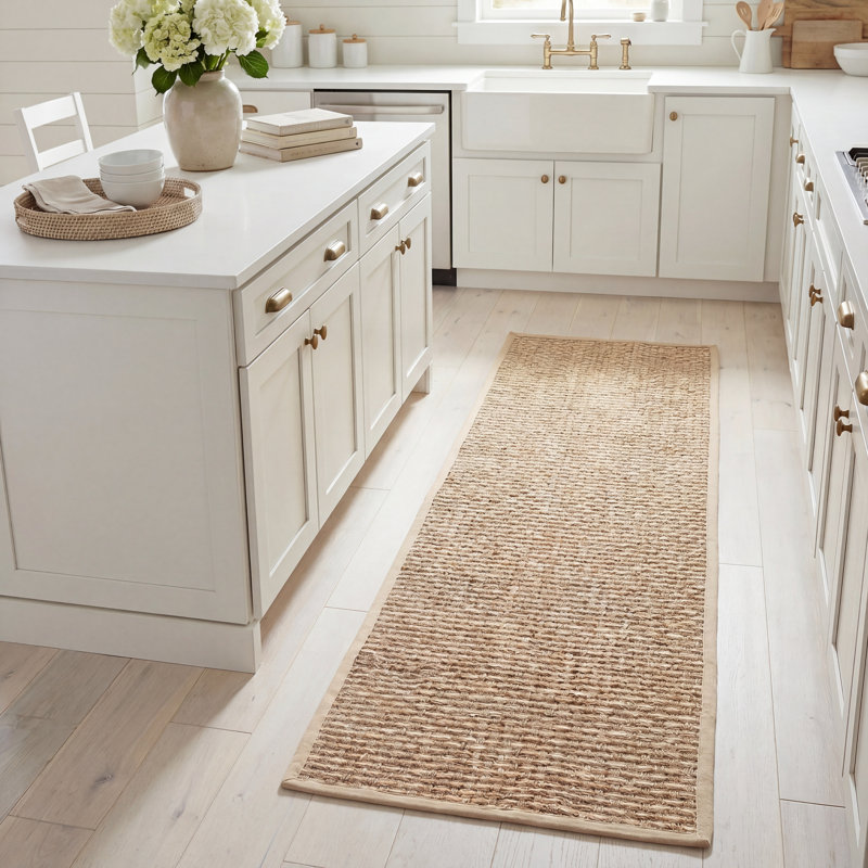 Chagoya Seagrass Solid Color Rug, Runner 2'6" x 8'