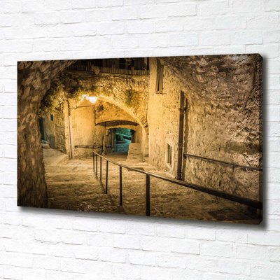 Peille By Night France - Wrapped Canvas Print