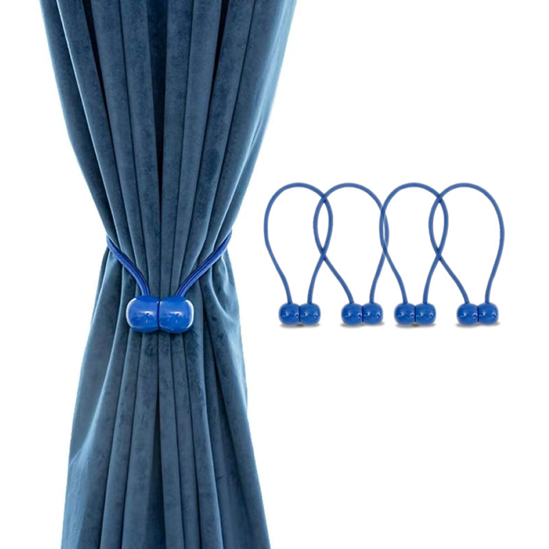 Ensemble de 4 attaches de rideaux magnétiques Kirsty pour rideaux décoratifs (bleu)