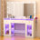 Meuble-lavabo de 47 po avec miroir et lumières, coiffeuse à plateau en verre avec prise de courant et armoire en verre éclairé, 4 tiroirs, coiffeuse avec lumières à 4 couleurs pour le vestiaire de la chambre à coucher