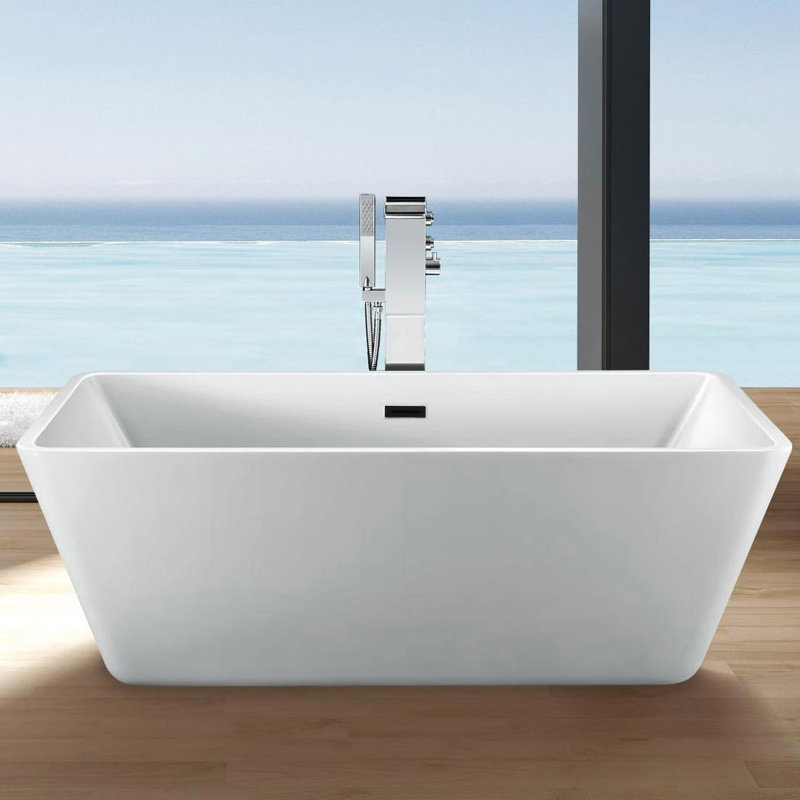 Baignoire de trempage autoportante 64 po x 29 po acrylique double Ella
