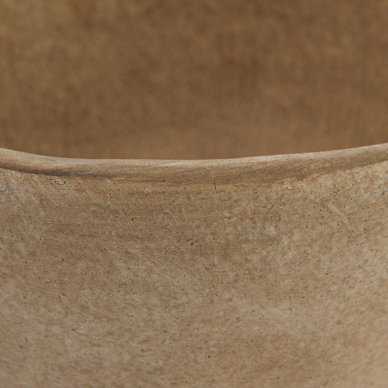 Boho Terracotta Footed Bowl with Organic Edge, Taupe