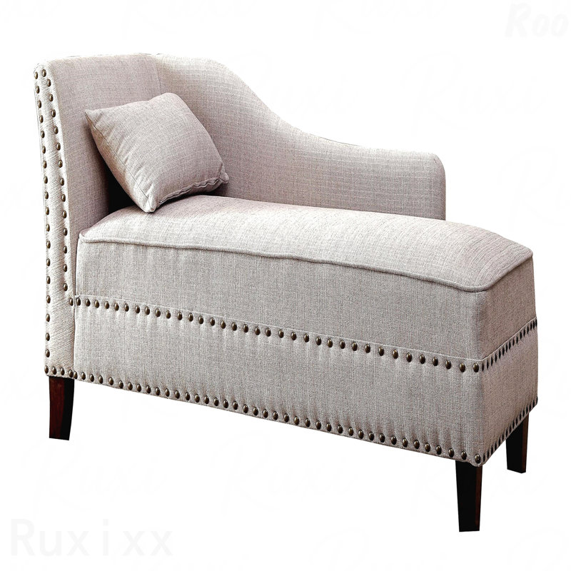 Tissu de lin beige de style moderne avec méridienne contemporaine 1pc rembourré comme pour les patios extérieurs, Beige