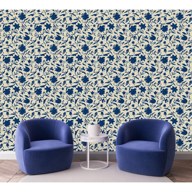 Peel & Stick Floral Tile, 2.08' W x 10.42' L