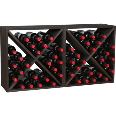 Casier à vin en bois massif, rangement de bouteilles rustique empilable pour comptoir