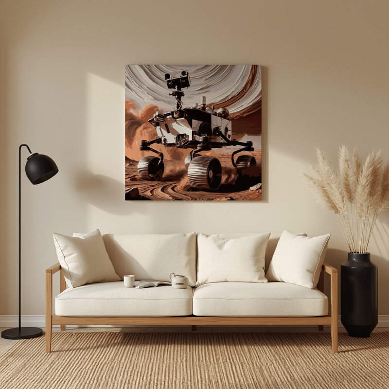 Art mural gris en métal Space Perseverance rover