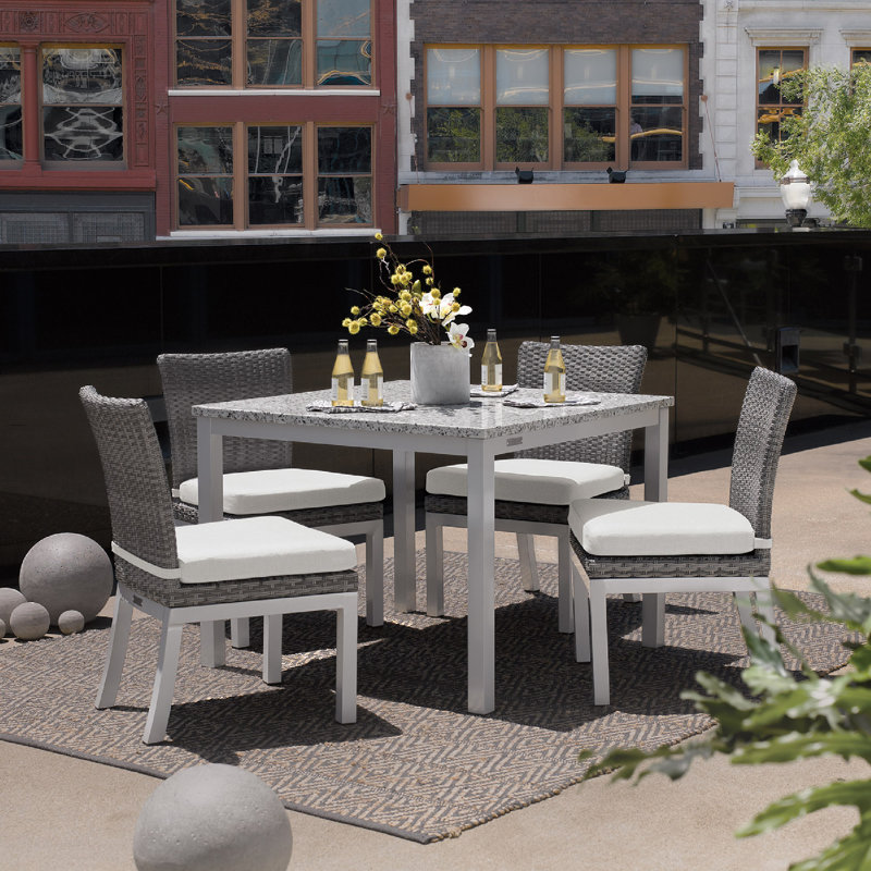 Chaise de patio avec coussin Argento, Blanc coquille d'œuf