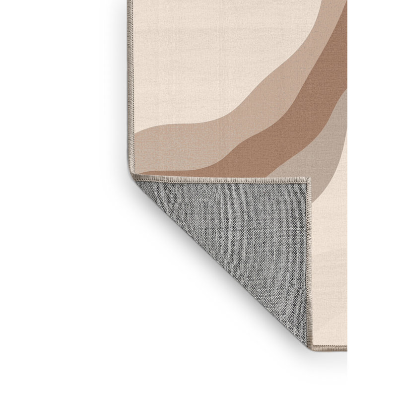Machine Washable Outhe Minimalist Solid Colour Rug in Beige – Beige Binding, 2x4
