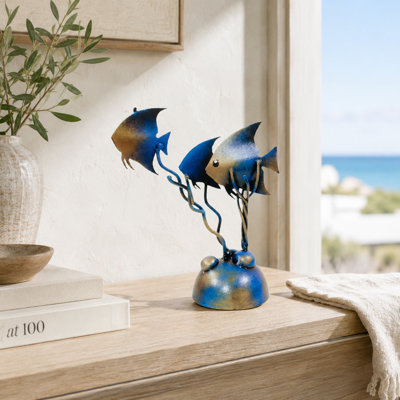 STEEL  FISH GROUP TABLE SCULPTURE- OCEAN