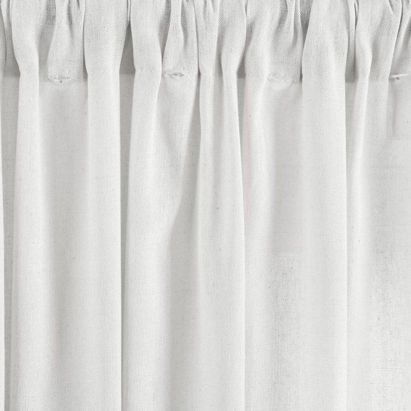 Lush Decor Boho Pom Pom Tassel Linen Textured Semi-Sheer Single Curtain Panel, White, 52"W x 84"L
