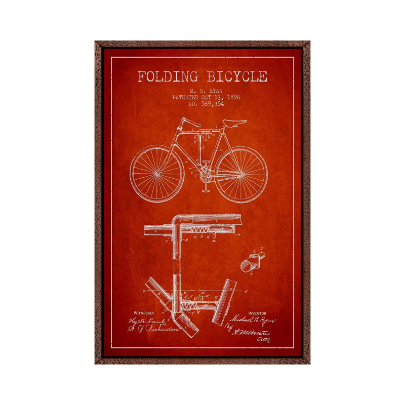 Bike Red Patent Blueprint by Aged Pixel - Gallery-Wrapped Canvas Giclée on Canvas, 66.04 cm H x 45.72 cm W