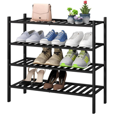Range-chaussures en bambou pliable à 4 niveaux pour range-chaussures pliable pour l'entrée