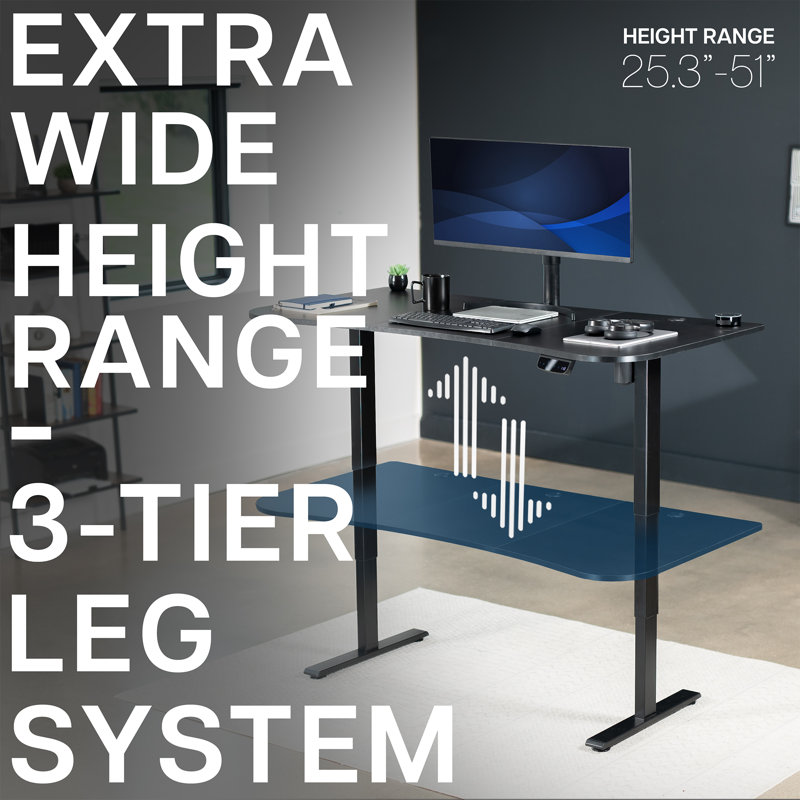 ErgoFlex Black Steel 63" Electric Sit/Stand Desk with Memory Controller