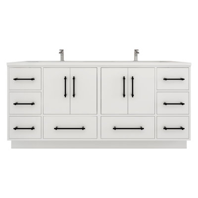 Meuble-lavabo double 71,1 po avec plateau en acrylique Victoria