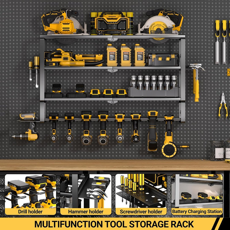 Organisateur mural robuste pour outils électriques avec station de charge pour batteries