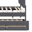 Structure de lit tapissier en lin avec lit gigogne et tiroirs de rangement-1763029277