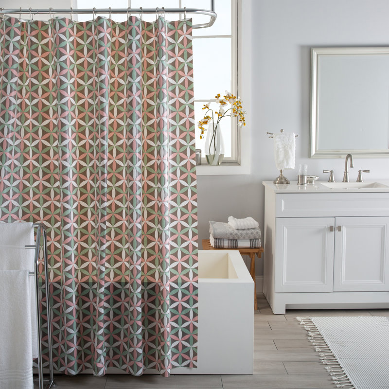 Jayleen Vinyl Geometric Shower Curtain
