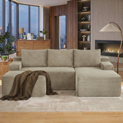 Boneless Couch Comfy Sectional Couches for Living Room,U Shaped Modular Cloud Couch Sofa, Minimalist Modular Sectional Sofa with Deep Seat