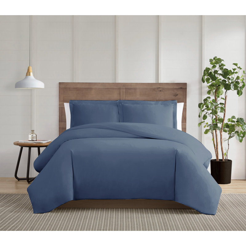 Truly Calm Silver Cool Duvet Cover Set, Queen Duvet Cover + 2 King Shams, Blue