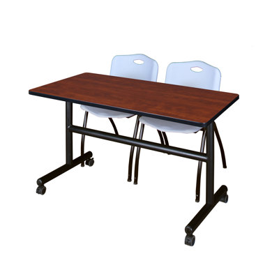 Nicklos Flip-Top Training Nesting Table, 2 M Stack Chairs -  Inbox Zero, 3557E52F9F034C0C8046BDBC26E17293