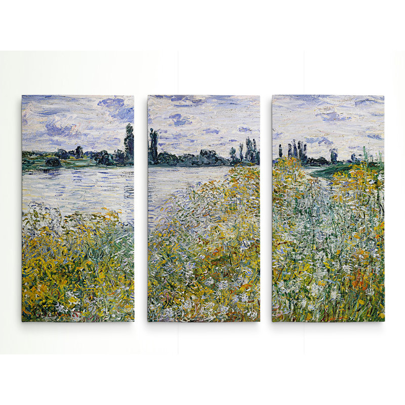 «Le Aux Fleurs Near Vétheuil», reproduction d'art sur toile tendue, H 32 po x l 48 po