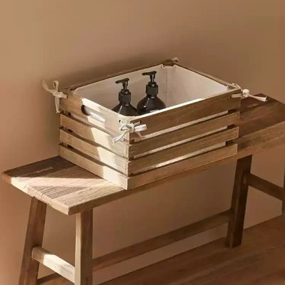 Linen-Lined Wooden Crate