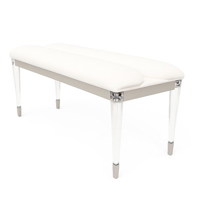 1Pc Contemporary Silver Bench With Acrylic Legs And Upholstered Seat, Engineered Wood, Bedroom Furniture, Rectangular Design Seat Legs, Style, Use,