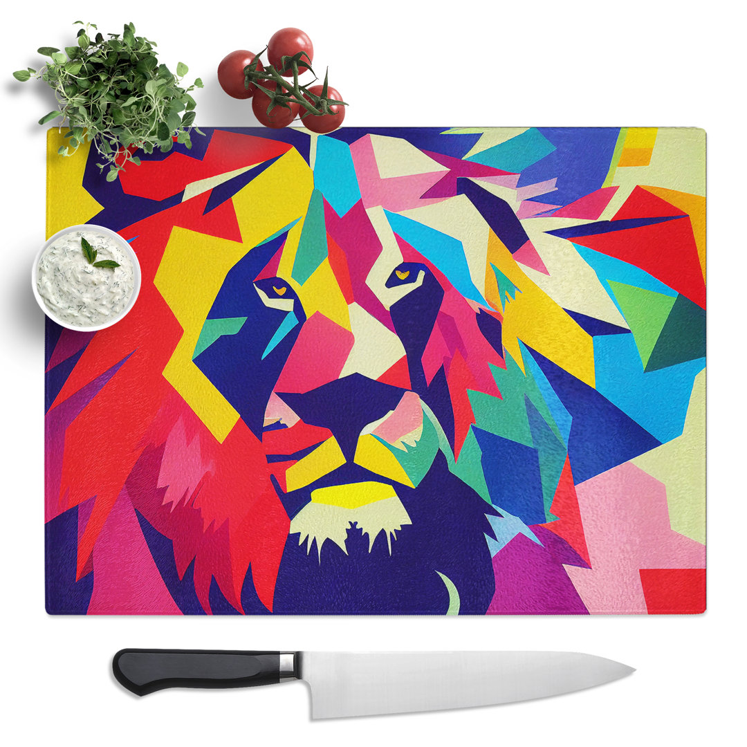 Abstract Lion Vol.2  Glass Chopping Board