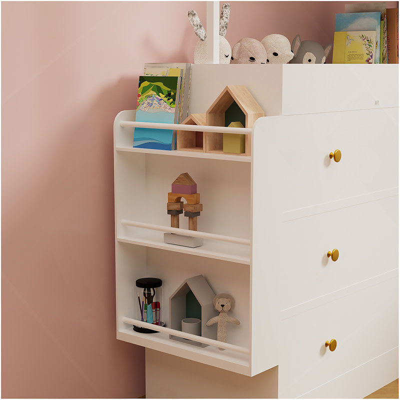 Commode avec tiroirs, tablettes ouvertes de rangement