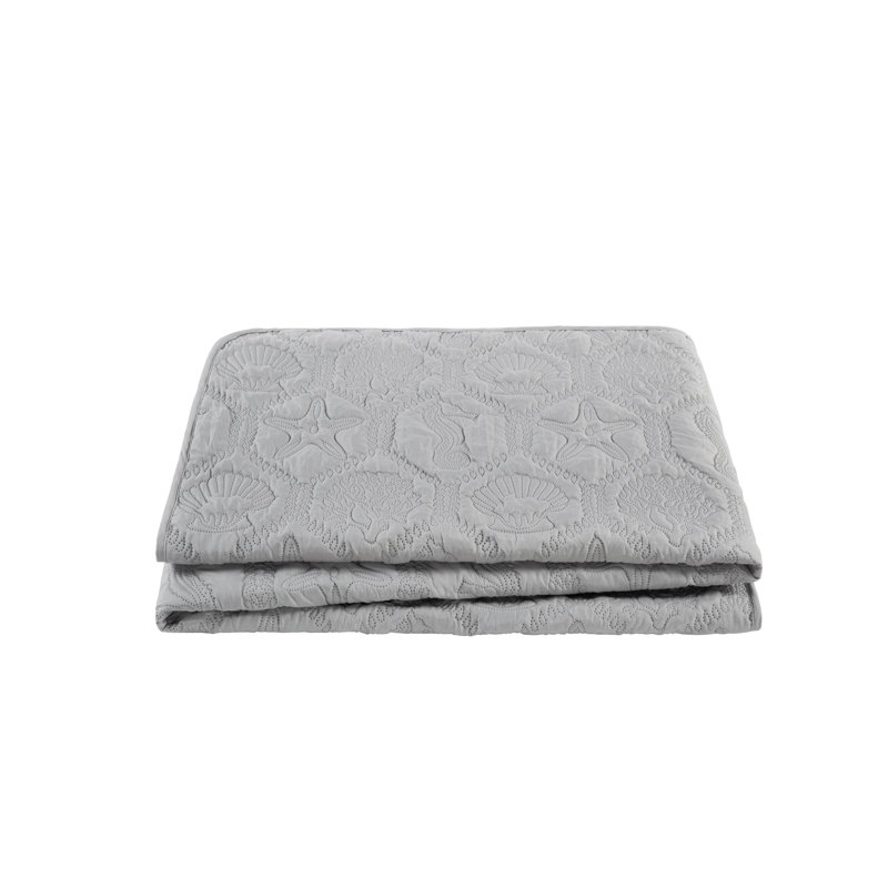 Gray King Reversible Microfiber Quilt Set with Embossed Design