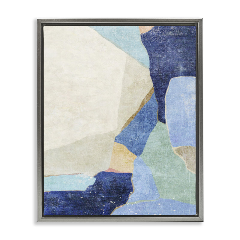 Art mural sur toile à motifs géométriques par Suzanne Nicoll, Cadre flottant gris lustré, H 31 po x l 25 po