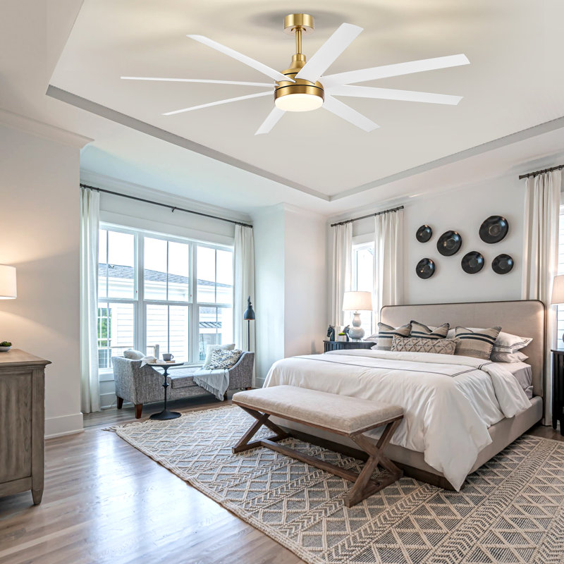 Jamii-Leigh 65/72/84 inch Large Indoor/Covered Outdoor Modern Ceiling Fan with Led Lights and Remote, 6-Speed, Reversible Quiet DC Motor, Timer, 8-ABS-Blade