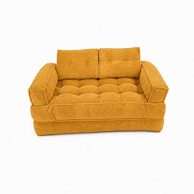 Folding Convertible Corduroy Sofa Bed, Vacuum-Packed Boneless Chaise with Armrest