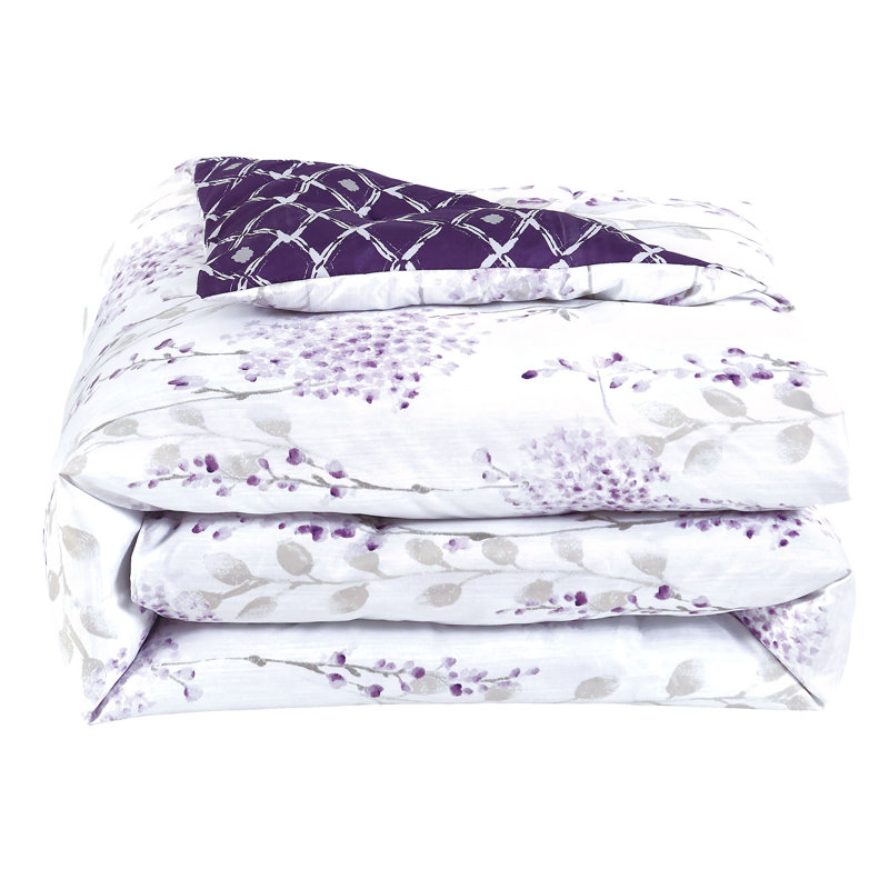 Fresh Meadow Purple Floral Reversible Full Comforter Set