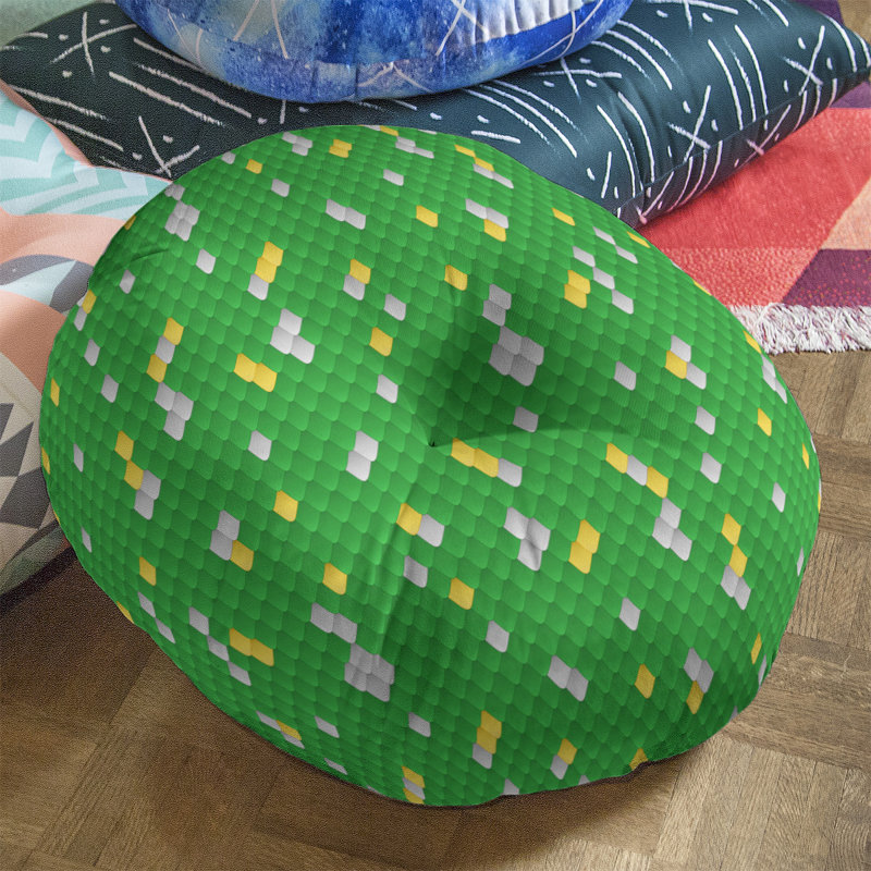 Coussin de plancher à échelle serpent, 26 po x 26 po, Vert / Jaune