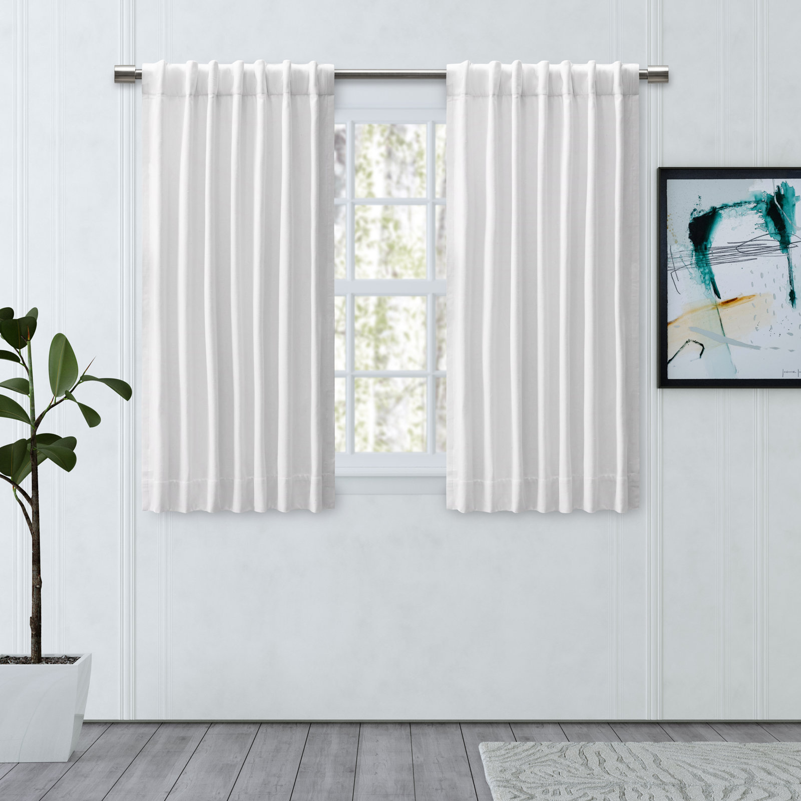 LeeRoy 100% Sustainable Cotton Blend Chevron Texture Room Darkening Thermal Triple-Lined Rod Pocket Panel, White