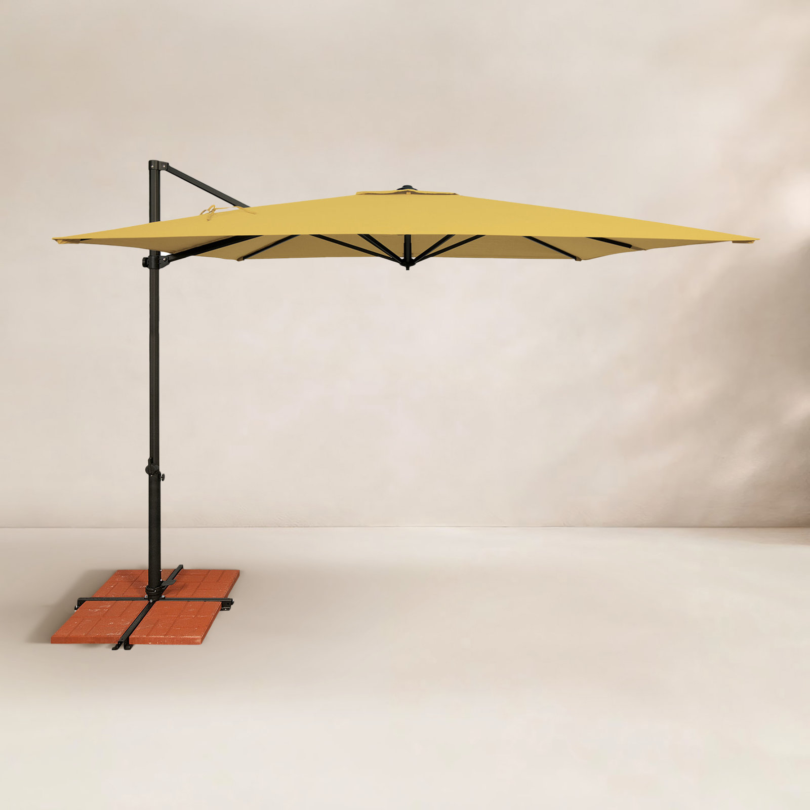Cora 8.6' Sunbrella® Cantilever Umbrella, Black, lemon Canvas
