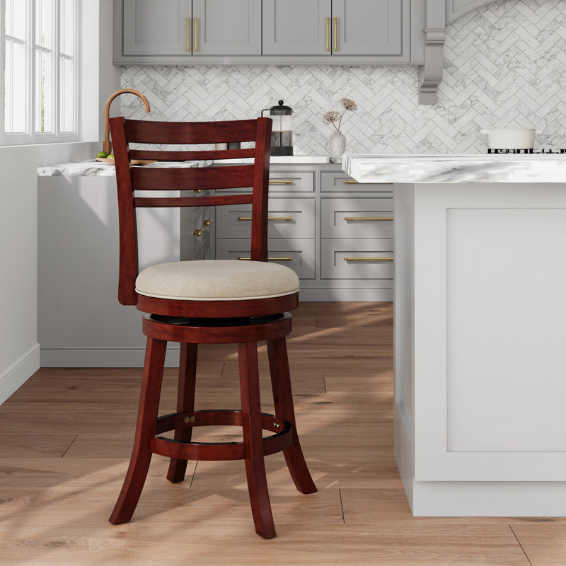 Tabouret pivotant à hauteur de comptoir, Cerisier, Beige