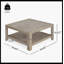 Table basse carrée avec rangement, frêne clair